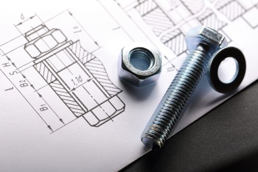 Drafting and screw bolt with nut