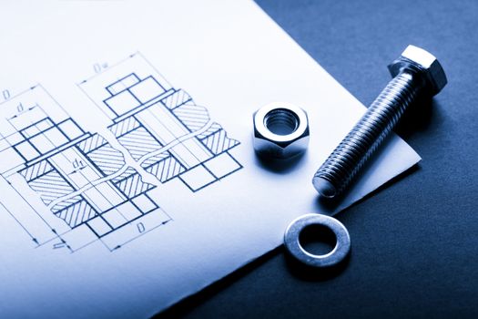 Drafting and screw bolt with nut