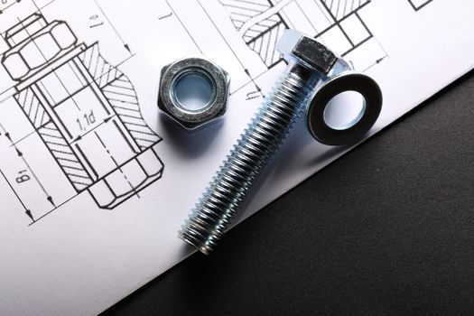 Drafting and screw bolt with nut