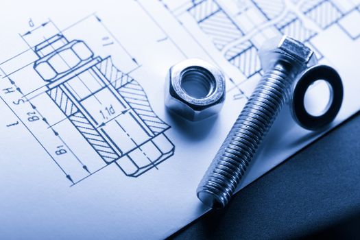 Drafting and screw bolt with nut