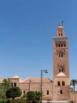 The Koutoubia Mosque or Kutubiyya Mosque is the largest mosque in Marrakech, Morocco. The mosque is also known by several other names, such as Jami al-Kutubiyah, Kotoubia Mosque, Kutubiya Mosque, Kutubiyyin Mosque, and Mosque of the Booksellers. It is located in the southwest medina quarter of Marrakech.