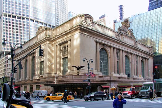 NEW YORK, USA - NOVEMBER 04: The corner of Grand Central Terminal on november 04 2011 in New York, Manhattan. Grand Central Terminal is the busiest train station in the United States.