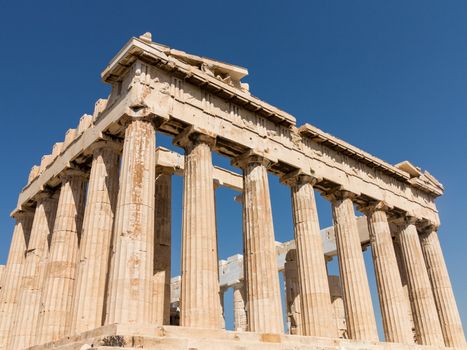 Details of the ruins of the Parthenon in the Acropolis in Athens, Greece
