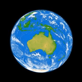 Australia on planet Earth isolated on black background. Elements of this image furnished by NASA.