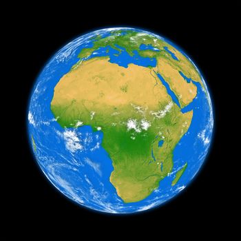 Africa on planet Earth isolated on black background. Elements of this image furnished by NASA.