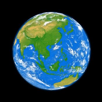 Southeast Asia on planet Earth isolated on black background. Elements of this image furnished by NASA.
