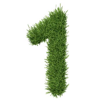 Arabic numeral made of grass. Isolated render on a white background