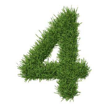 Arabic numeral made of grass. Isolated render on a white background