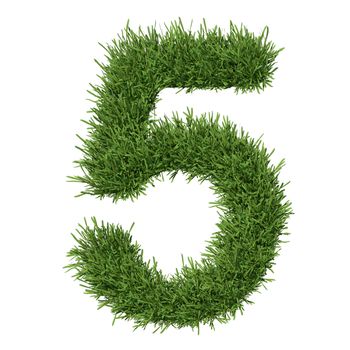 Arabic numeral made of grass. Isolated render on a white background