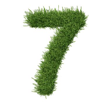 Arabic numeral made of grass. Isolated render on a white background