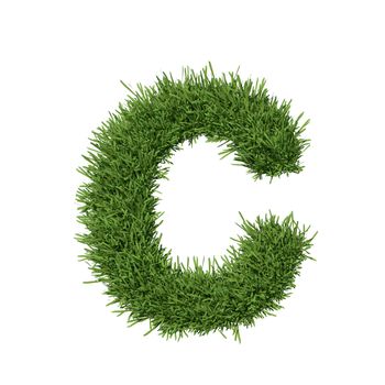 Letter of the alphabet made from grass. Isolated render on a white background