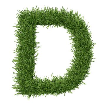 Letter of the alphabet made from grass. Isolated render on a white background