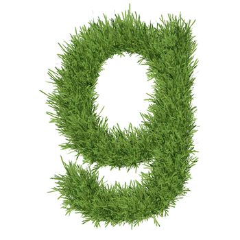 Letter of the alphabet made from grass. Isolated render on a white background