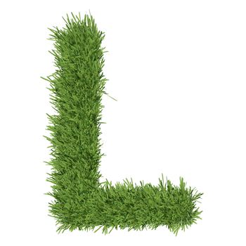 Letter of the alphabet made from grass. Isolated render on a white background