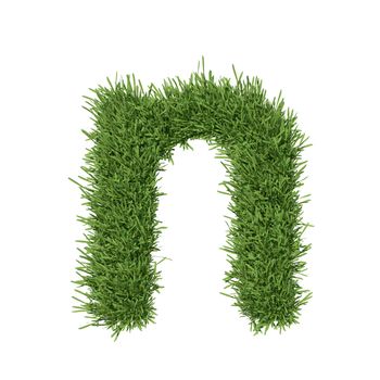 Letter of the alphabet made from grass. Isolated render on a white background