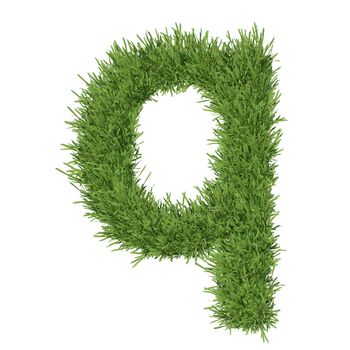 Letter of the alphabet made from grass. Isolated render on a white background