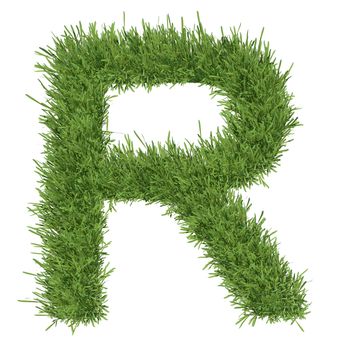 Letter of the alphabet made from grass. Isolated render on a white background