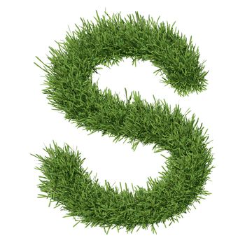 Letter of the alphabet made from grass. Isolated render on a white background