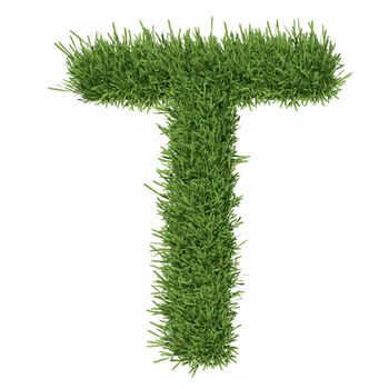 Letter of the alphabet made from grass. Isolated render on a white background