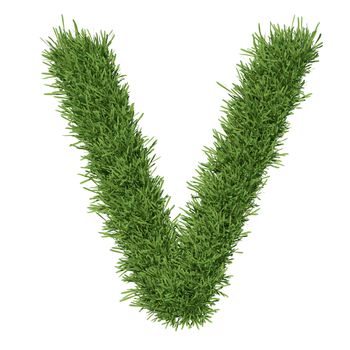 Letter of the alphabet made from grass. Isolated render on a white background