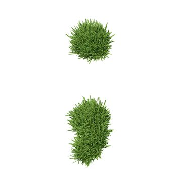 Punctuation mark made of grass. Isolated render on a white background