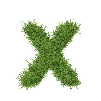 Letter of the alphabet made from grass. Isolated render on a white background