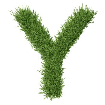 Letter of the alphabet made from grass. Isolated render on a white background