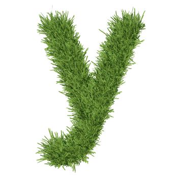 Letter of the alphabet made from grass. Isolated render on a white background