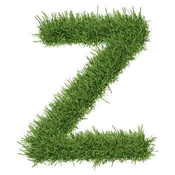 Letter of the alphabet made from grass. Isolated render on a white background