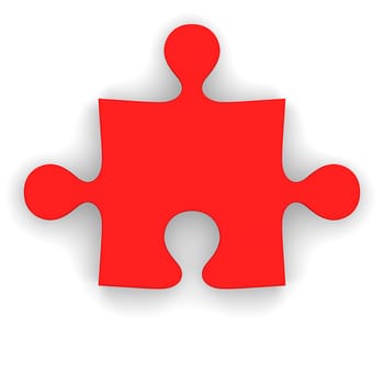 Red puzzle piece isolated on white background