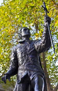 Statue of famous actor Laurence Olivier playing the part of 'Hamlet' - situated outside the National Theatre in London.