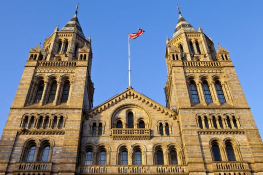 The impressive facade of the Natural History Museum in London.