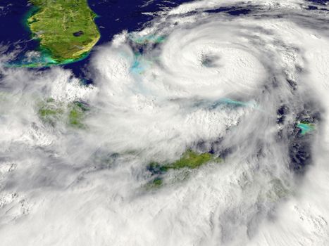Huge hurricane approaching Florida in America. Elements of this image furnished by NASA