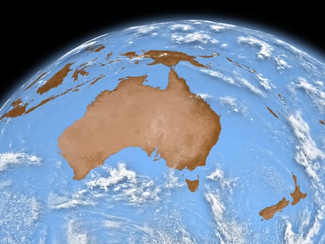 Australia on planet Earth isolated on black background. Elements of this image furnished by NASA.
