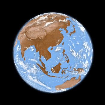 Southeast Asia on planet Earth isolated on black background. Elements of this image furnished by NASA.