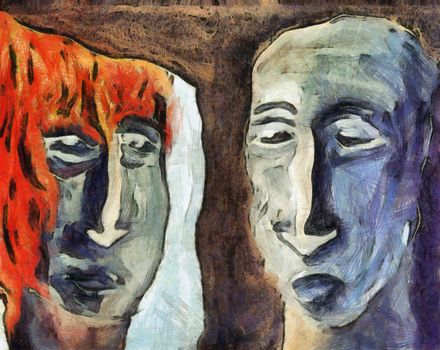 Mirroring - abstract panting - mixed media - digitally altered