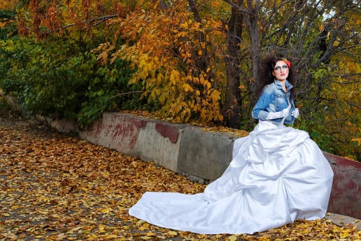 Bride in wedding dress and with an amazing make-up