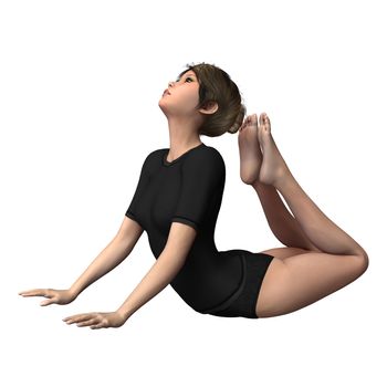 3D digital render of a beautiful yoga exercising girl isolated on white background