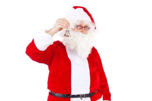 Happy Santa Claus chiming the bell