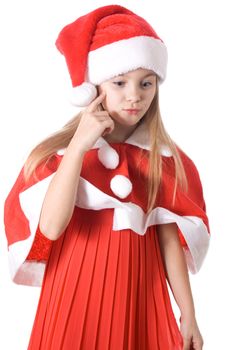 Christmas story. Girl thinking about gifts for Christmas