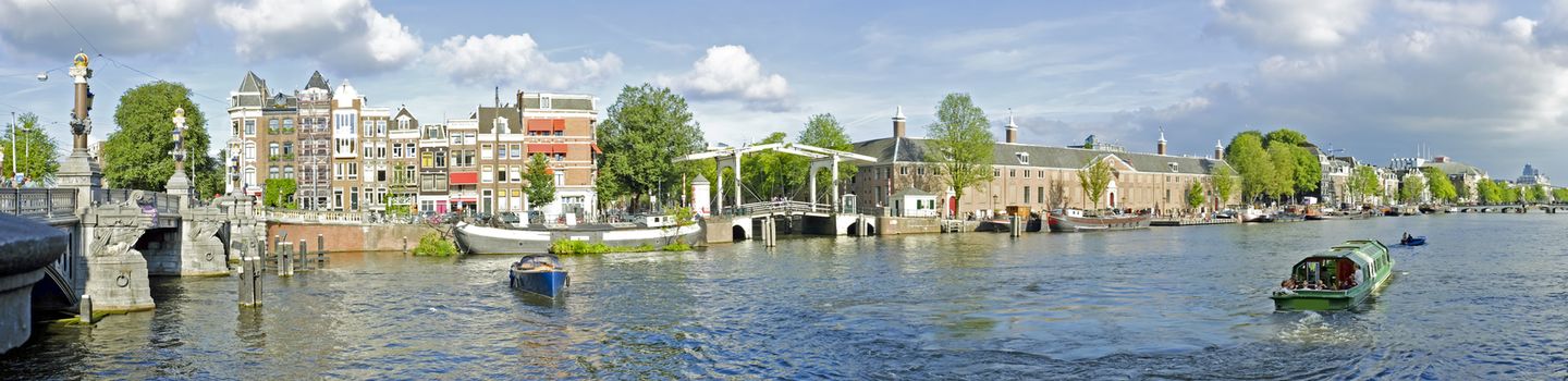 Panorama from Amsterdam innercity with the Amstel in the Netherlands