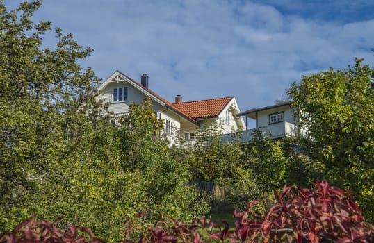 Sponvika is a village in Halden, Norway, and most of the houses are of older origin but well maintained. Image is shot in late September 2013.