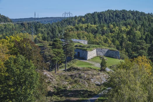 The fort was built in 1683 and located on the outskirts of Fredriksten fortress (out fort). Photo is shot from Fredriksten fortress in Halden, Norway a day in September 2013.