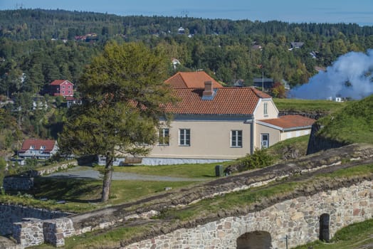 Laboratory building is located on Huths battery and built in 1828. The image is shot at Fredriksten fortress in Halden, Norway September 2013.