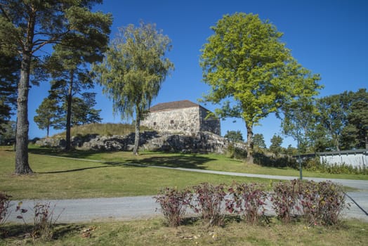 Large tower is a fort located outside Fredriksten fortress in Halden, Norway, and was built in 1682 and was completed in 1884. The picture is shot in September 2013
