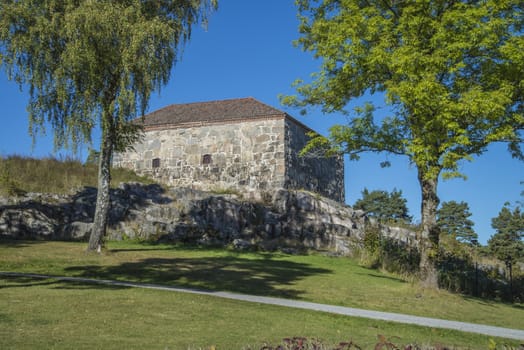 Large tower is a fort located outside Fredriksten fortress in Halden, Norway, and was built in 1682 and was completed in 1884. The picture is shot in September 2013