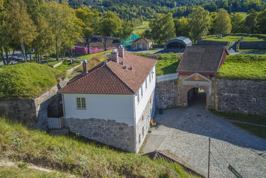 The building is on two floors, the ground floor was built in 1745 and the second floor was built in 1835. Image is shot at Fredriksten Fortress in Halden, Norway a day in September 2013.