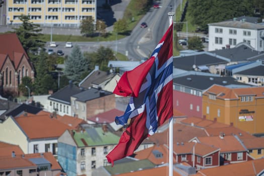 At Fredriksten fortress in Halden is it flag every day and this is the Norwegian flag.