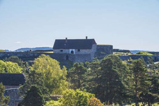 Upper rock fort in Fredriksten fortress, Halden, Norway was built as an extremity of the fortress, facing fredriksten-fortress. Bilde er skutt i September 2013