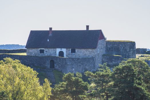 Upper rock fort in Fredriksten fortress, Halden, Norway was built as an extremity of the fortress, facing fredriksten-fortress. Bilde er skutt i September 2013
